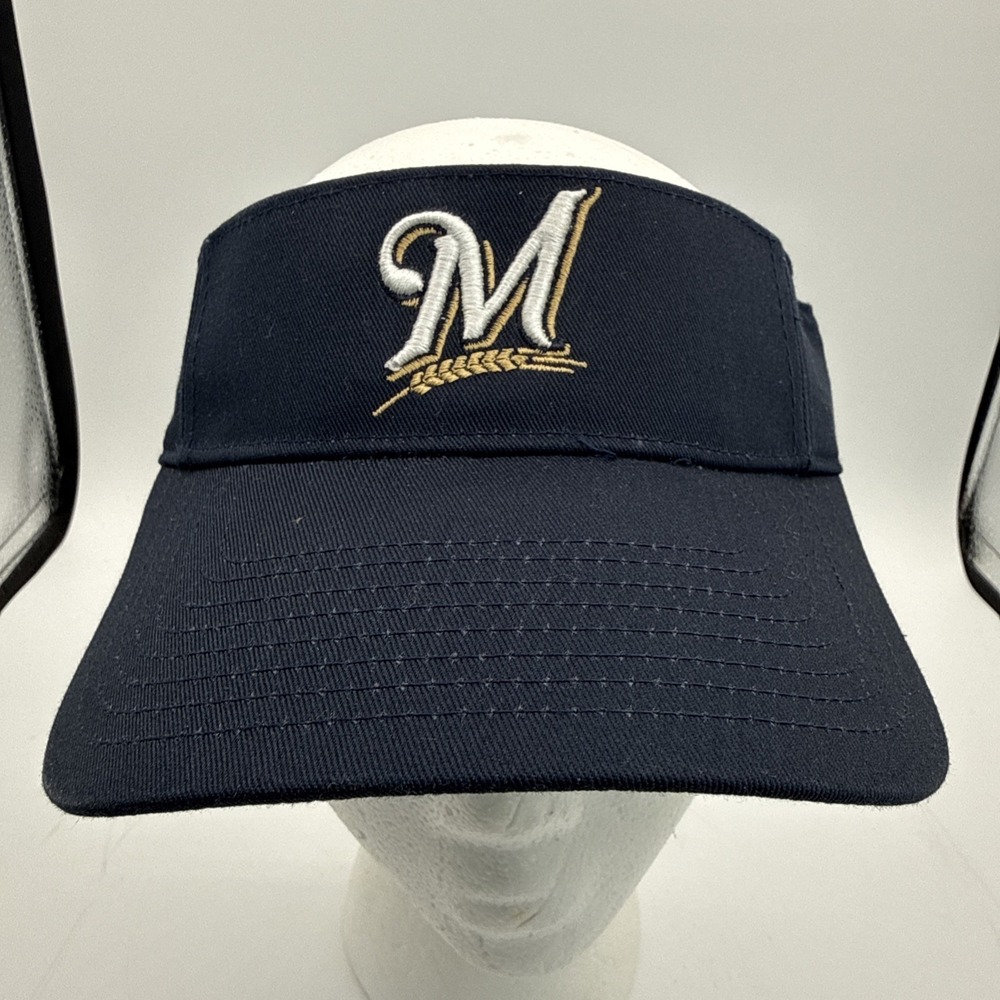 Milwaukee Brewers MLB Adjustable Visor Hat Cap Navy Blue OC OSFM New